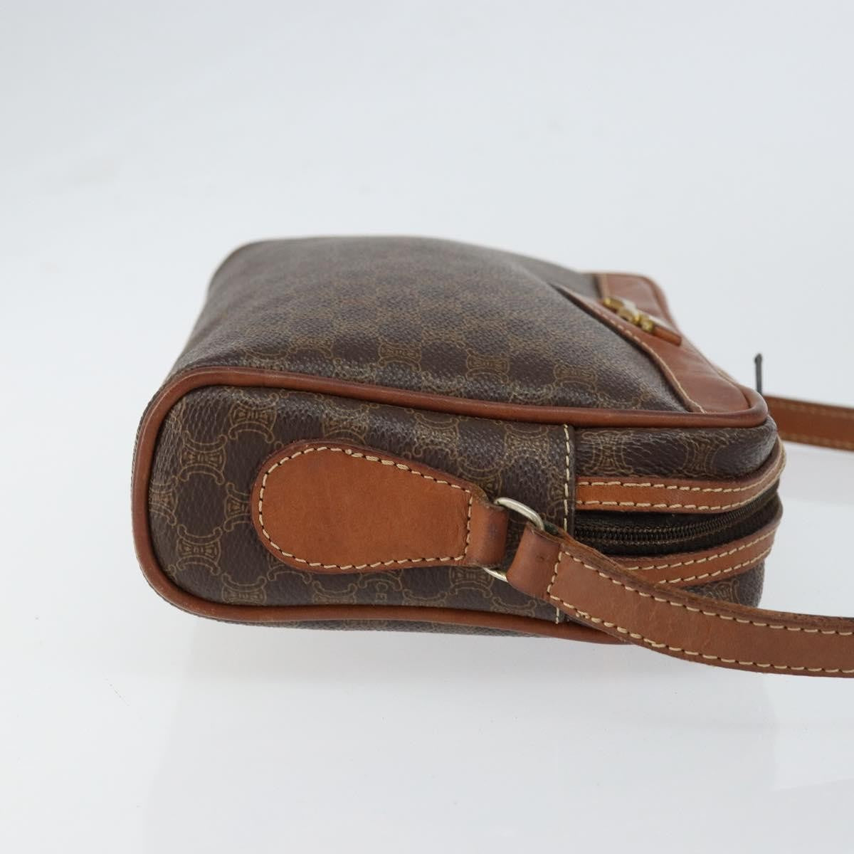 Celine Vintage Macadam Shoulder Bag Canvas and Leather, BROWN, CANVAS, Shoulder bag