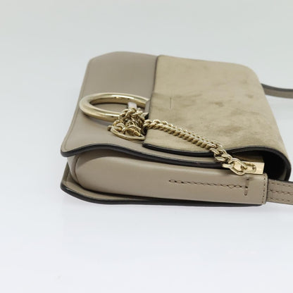 Chloe Faye Shoulder Bag Leather and Suede, GRAY, LEATHER, Shoulder bag