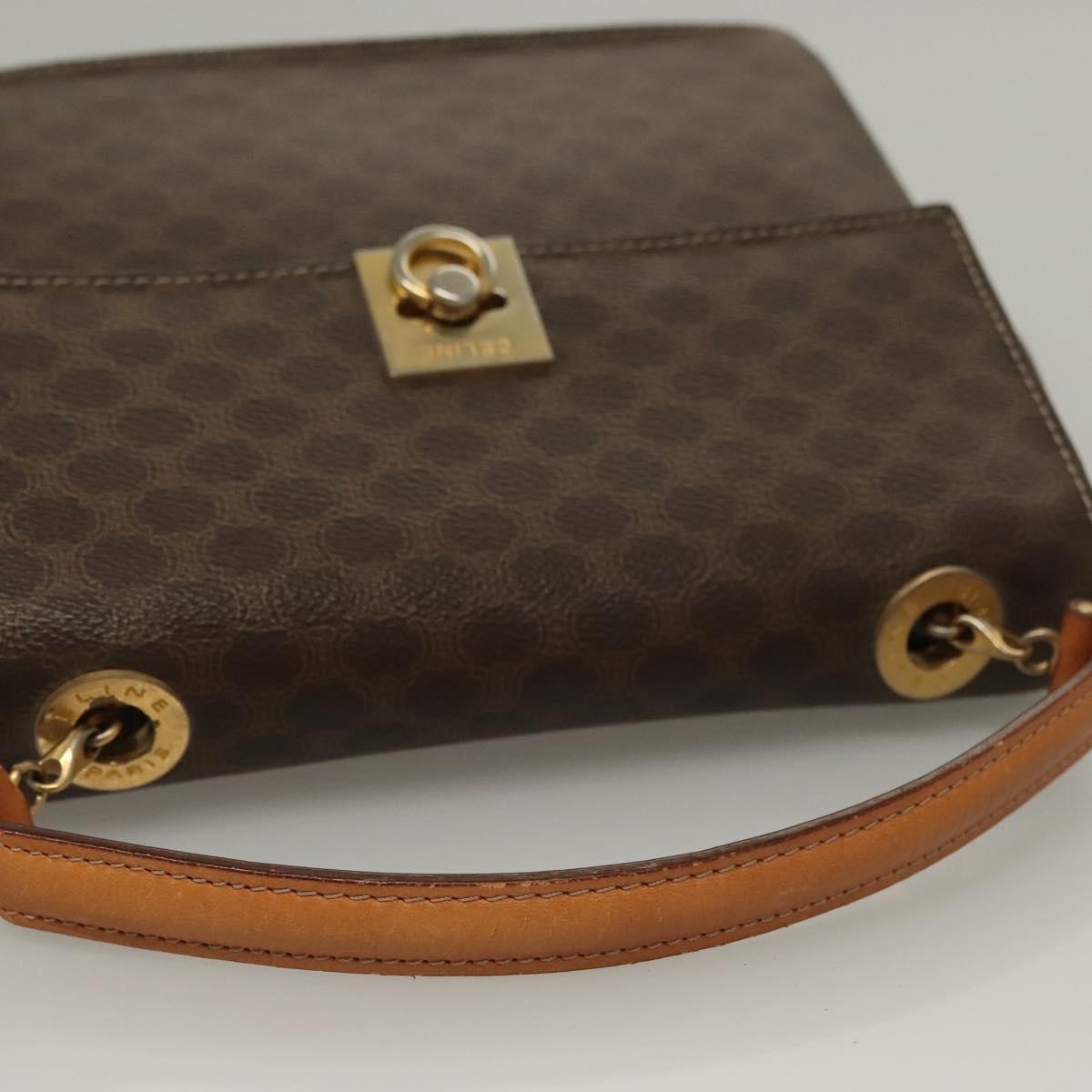 Celine Macadam Handbag Macadam with leather, BROWN, CANVAS, Handbag
