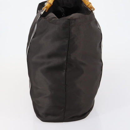 Gucci Vintage Bamboo Handle Tote Nylon, BROWN, NYLON, Tote bag