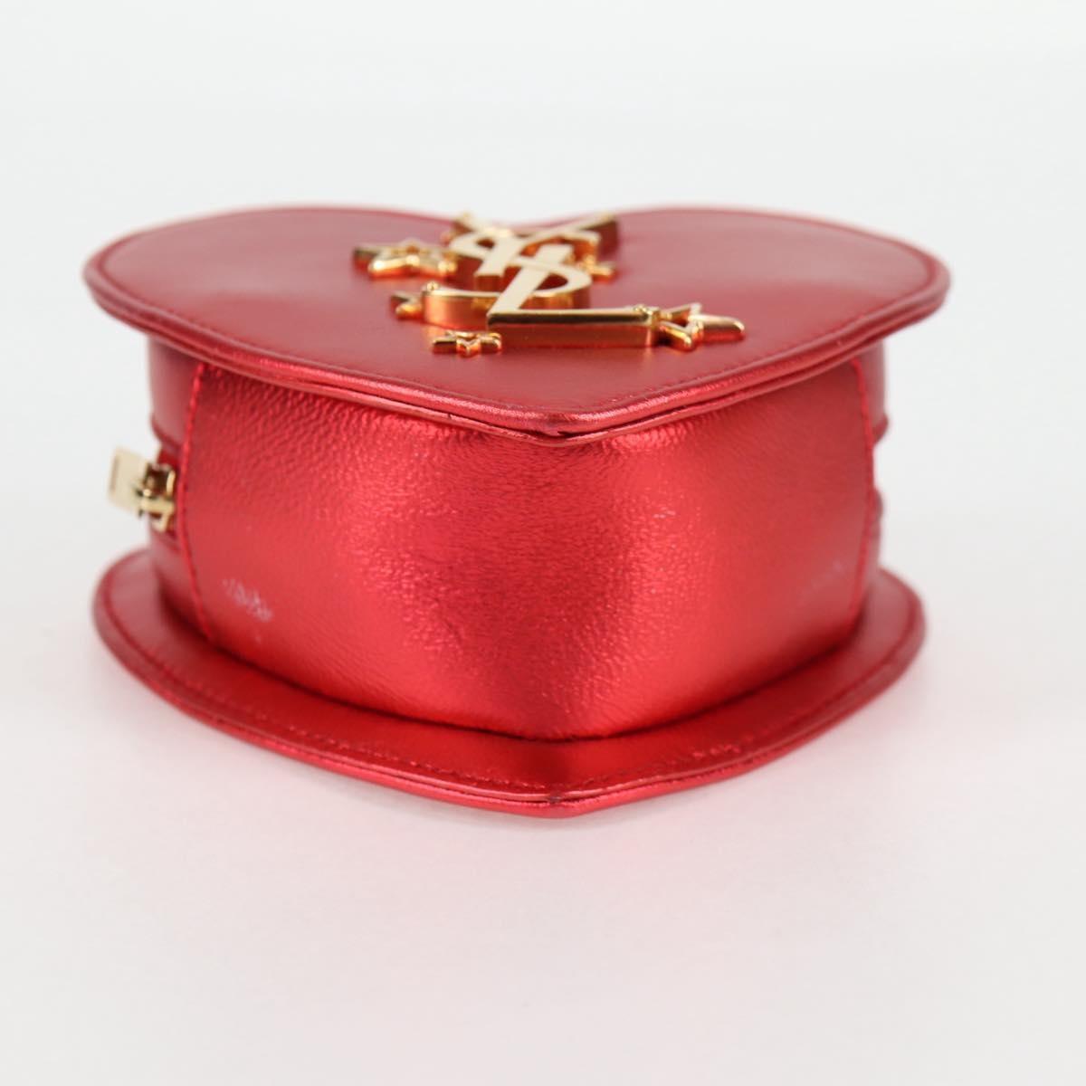 Saint Laurent Love Heart Chain Bag Leather, RED, LEATHER, Shoulder bag