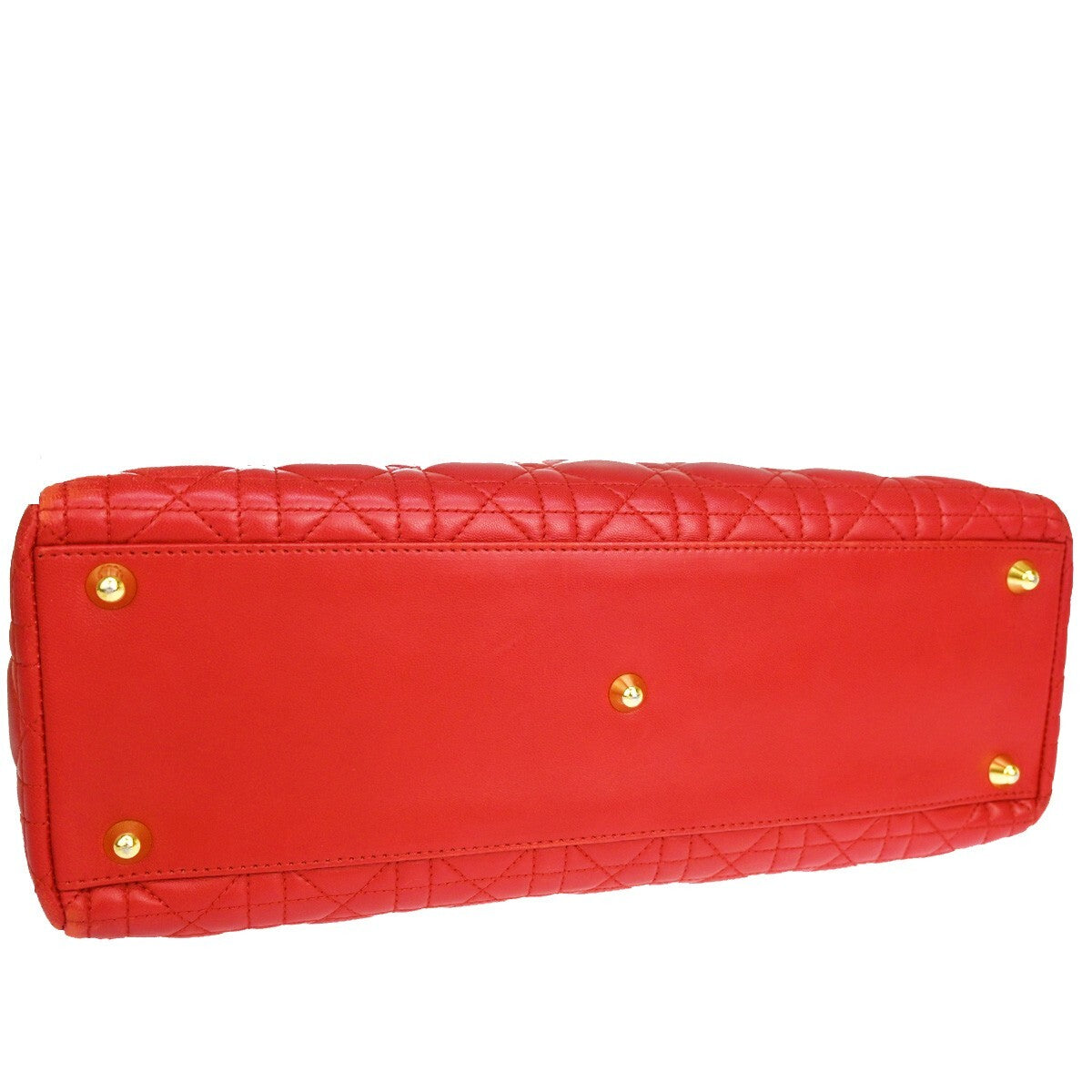 Christian Dior Vintage Lady Dior Bag Cannage Quilt Lambskin, Red, Leather, Handbag