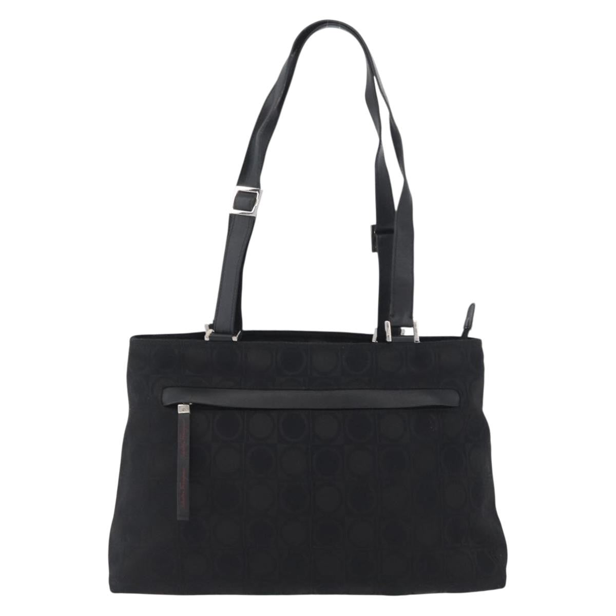 Salvatore Ferragamo Gancini Tote Gancini Canvas, BLACK, CANVAS, Tote bag