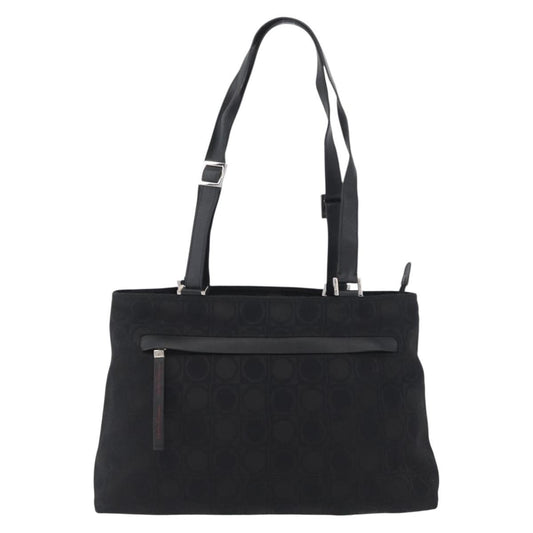 Salvatore Ferragamo Gancini Tote Gancini Canvas, BLACK, CANVAS, Tote bag