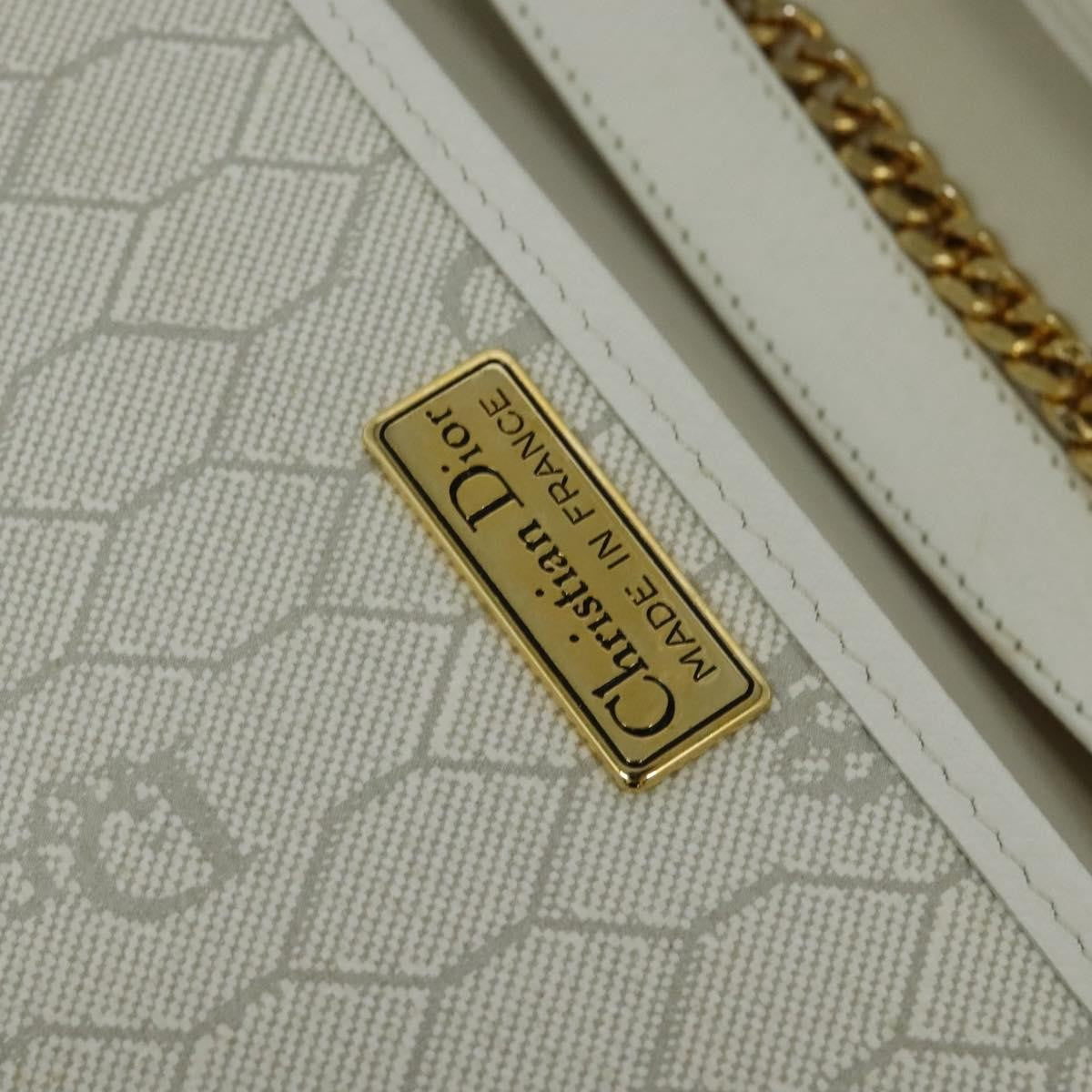Christian Dior Vintage Honeycomb chain Canvas, WHITE, CANVAS, Handbag