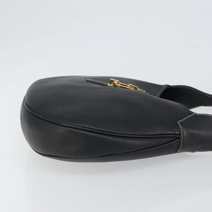 Salvatore Ferragamo Gancini Shoulder Bag Leather, BLACK, LEATHER, Shoulder bag