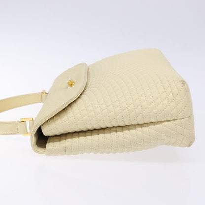 Bally Vintage Flap Handbag Quilted Leather, Ecru, Leather, Handbag