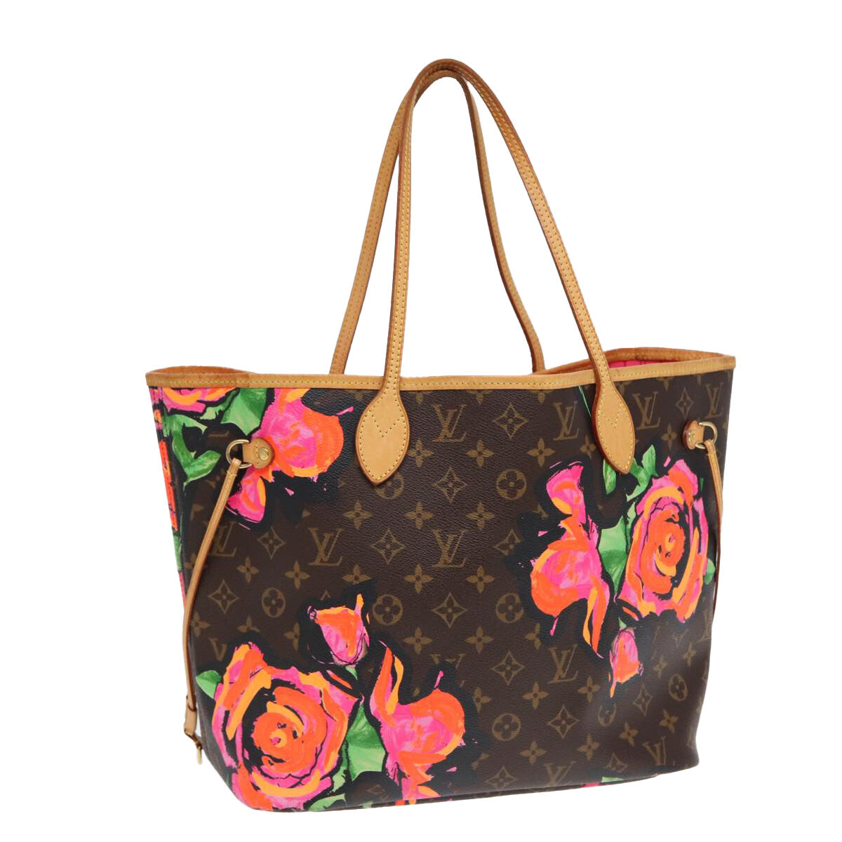Louis Vuitton Neverfull Tote Limited Edition Monogram Roses, PINK, CANVAS, Tote bag