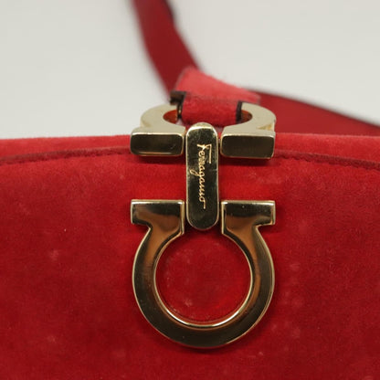 Salvatore Ferragamo Gancini Shoulder Bag Suede, RED, SUEDE, Shoulder bag