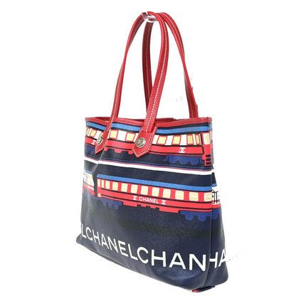 Chanel Le Train Tote Printed Coated Canvas, NAVY, CANVAS, Tote bag