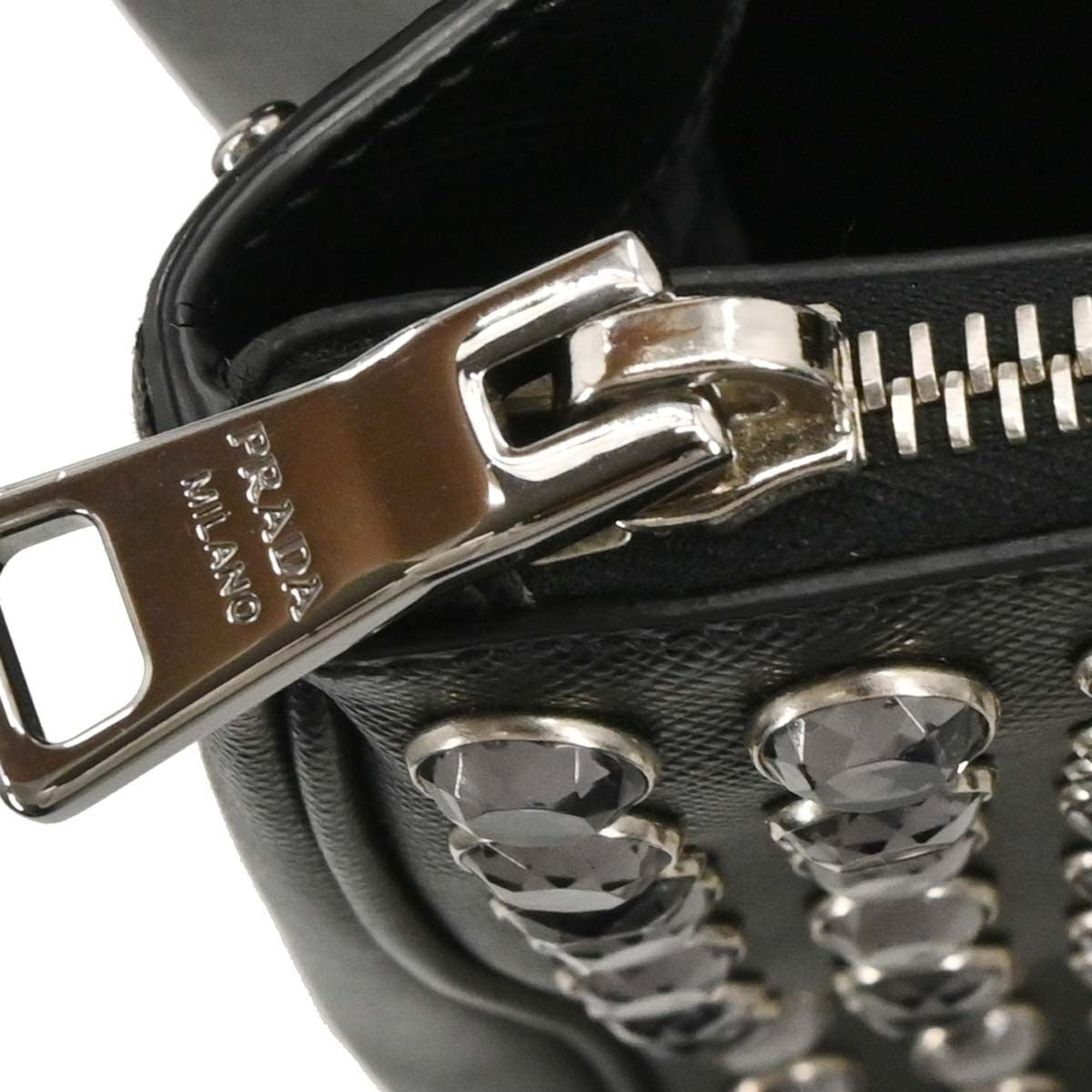 Prada Grommet Galleria Double Zip Tote City Calfskin, BLACK, LEATHER, Shoulder bag