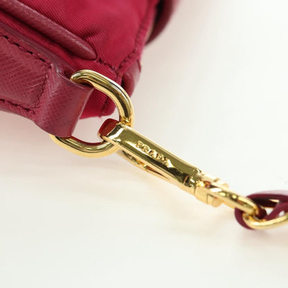 Prada Chain Crossbody Bag Tessuto and Saffiano Leather, Pink, Nylon, Shoulder Bag