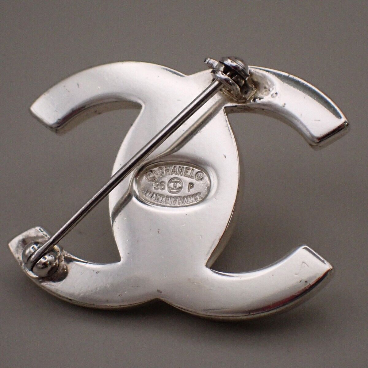 Chanel Vintage CC Turnlock Brooch Metal, SILVER, SILVER_PLATED, Brooch