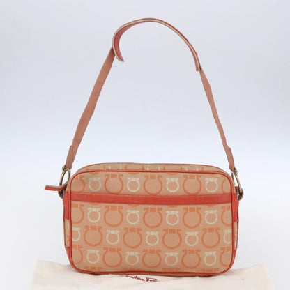 Salvatore Ferragamo Gancini Shoulder Bag Canvas, ORANGE, CANVAS, Shoulder bag