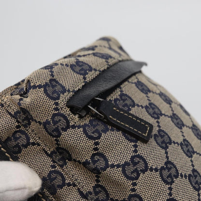 Gucci Vintage Double Belt Bag GG Canvas with Leather, NAVY, CANVAS, Clutche & pouche