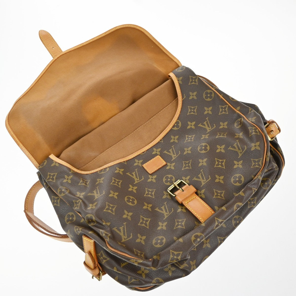 Louis Vuitton Saumur Handbag Monogram Canvas, BROWN, CANVAS, Shoulder bag