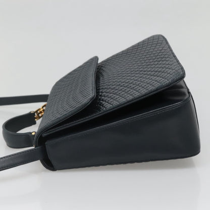 Bally Vintage Handbag Quilted Leather, Navy, Leather, Handbag