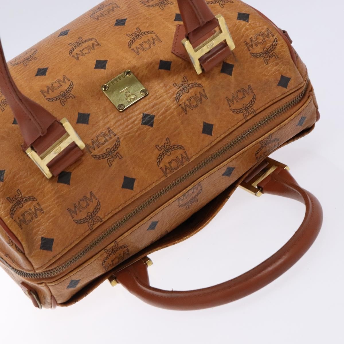 MCM Visetos logogramme Handbag Canvas and Leather, BROWN, PVC, Handbag