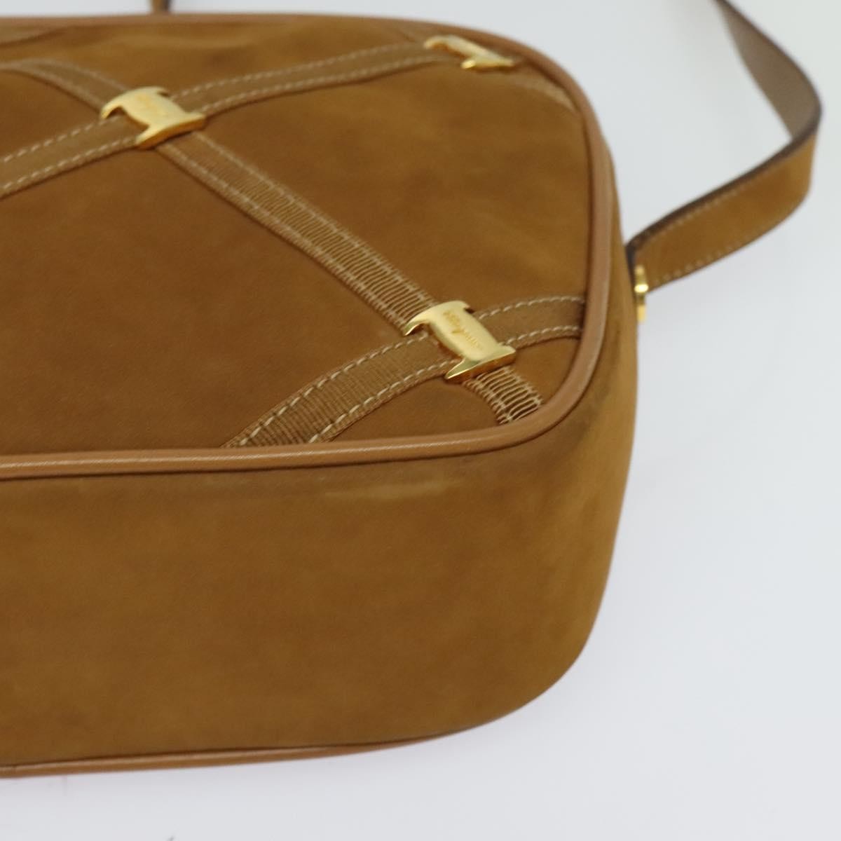Salvatore Ferragamo Vala Shoulder Bag Suede, BROWN, SUEDE, Shoulder bag
