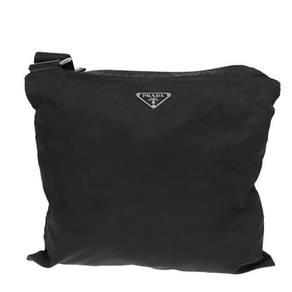 Prada Zip Top Messenger Bag Tessuto, BLACK, NYLON, Shoulder bag