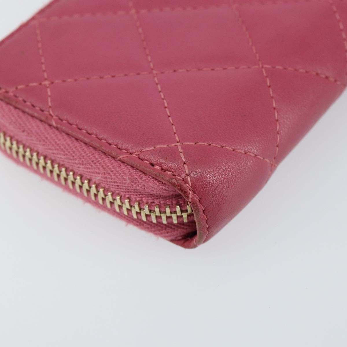 Chanel So Black CC Zip Coin Purse Quilted Lambskin, PINK, LEATHER, Wallets