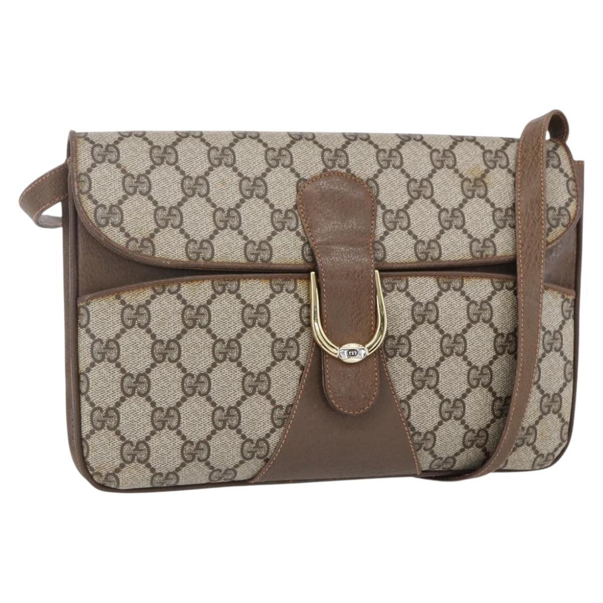 Gucci Vintage Shoulder Bag GG Canvas and Leather, BEIGE, CANVAS, Shoulder bag