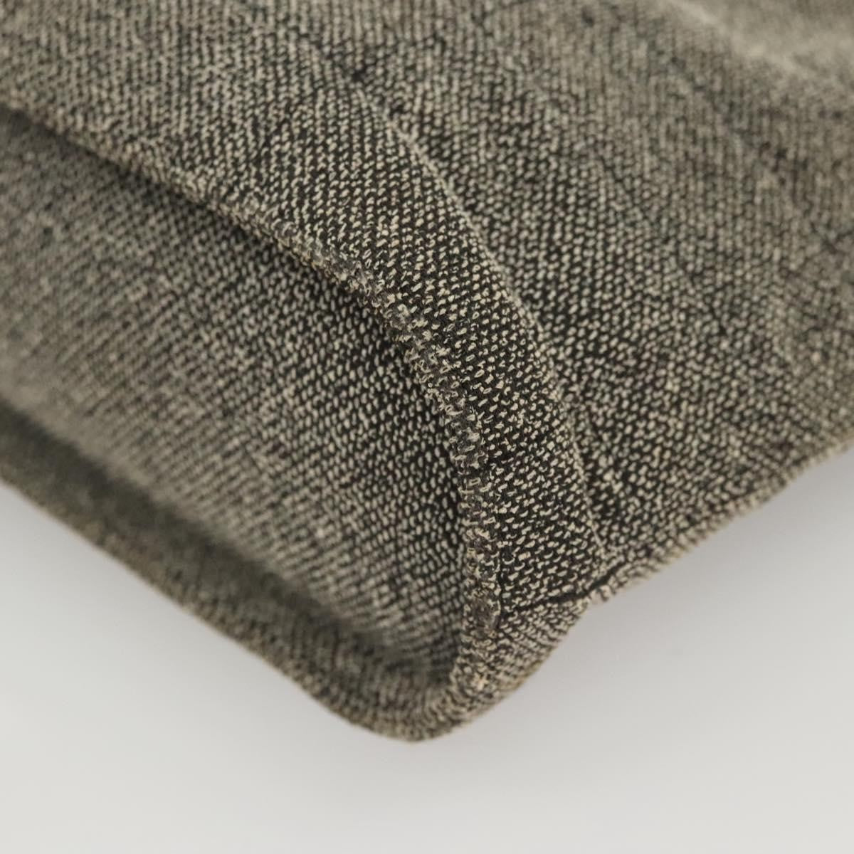 Chanel Vintage Chocolate Bar Metal Ring Tote Quilted Canvas, GRAY, CANVAS, Handbag