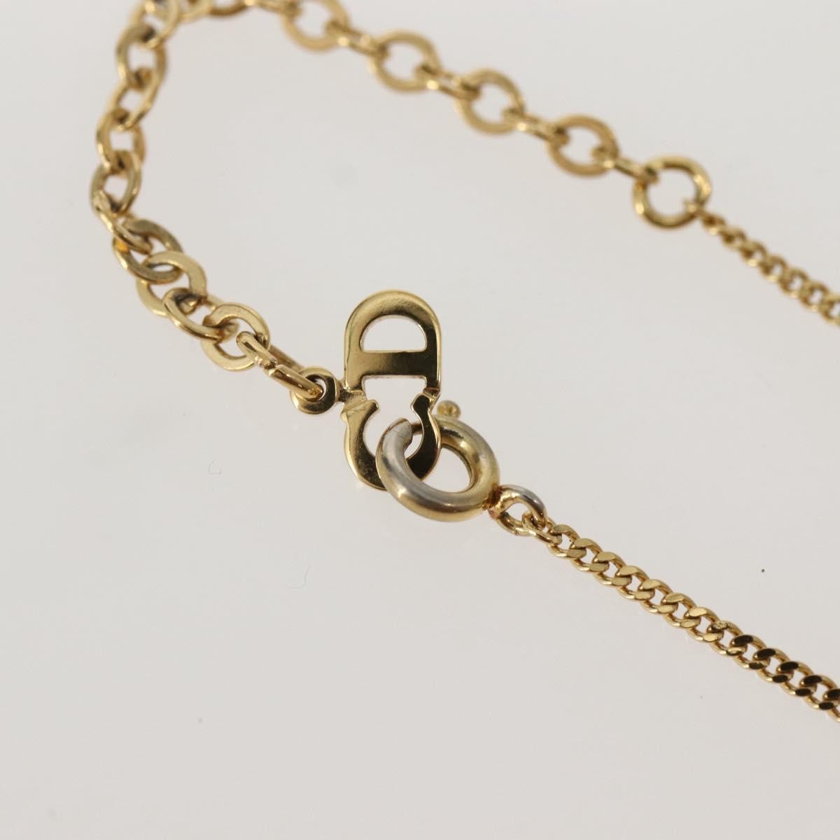 Christian Dior CD Pendant Necklace Metal and Crystals, GOLD, METAL, Necklace