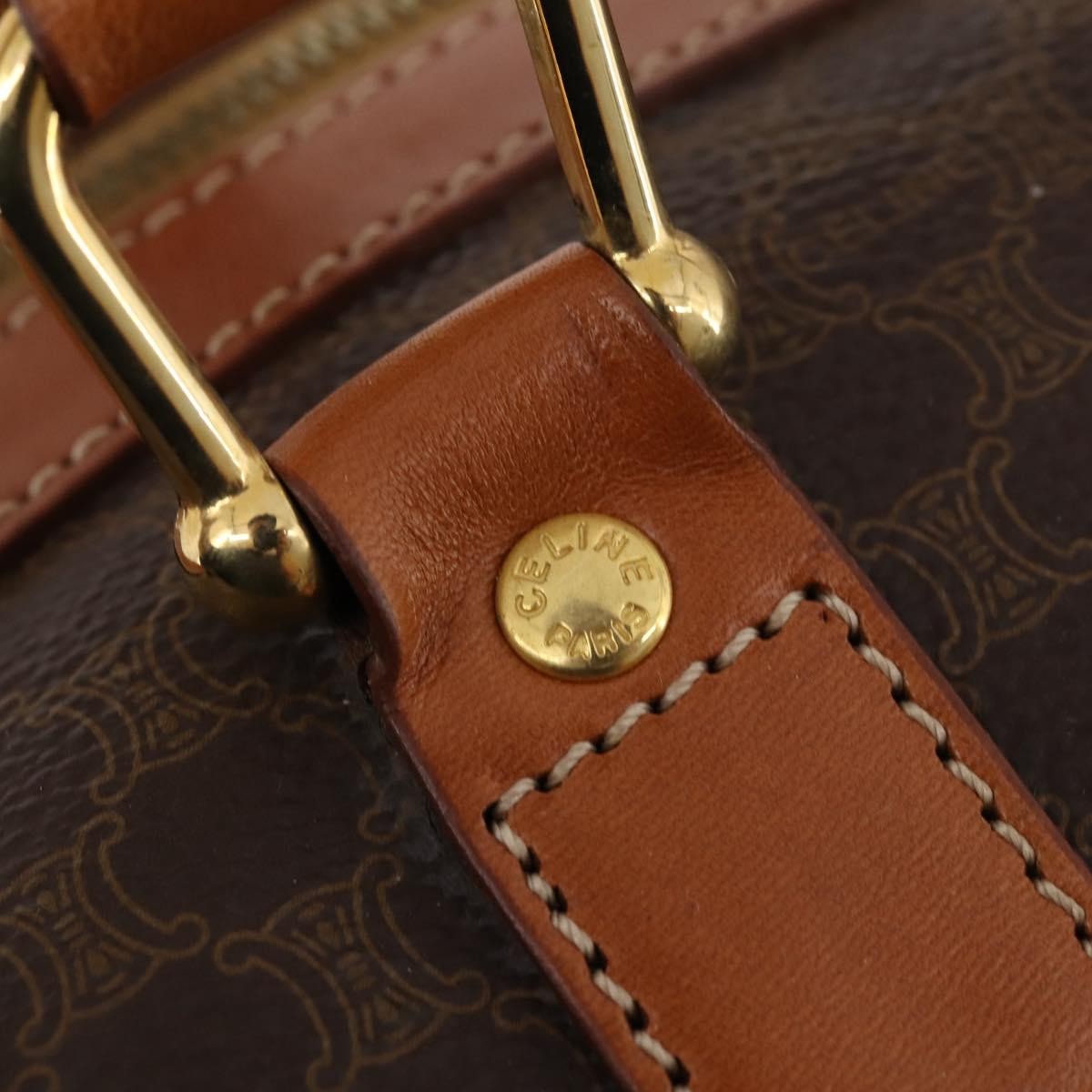 Celine Vintage Duffle Bag Canvas and Leather, Brown, Canvas, Travel Bag