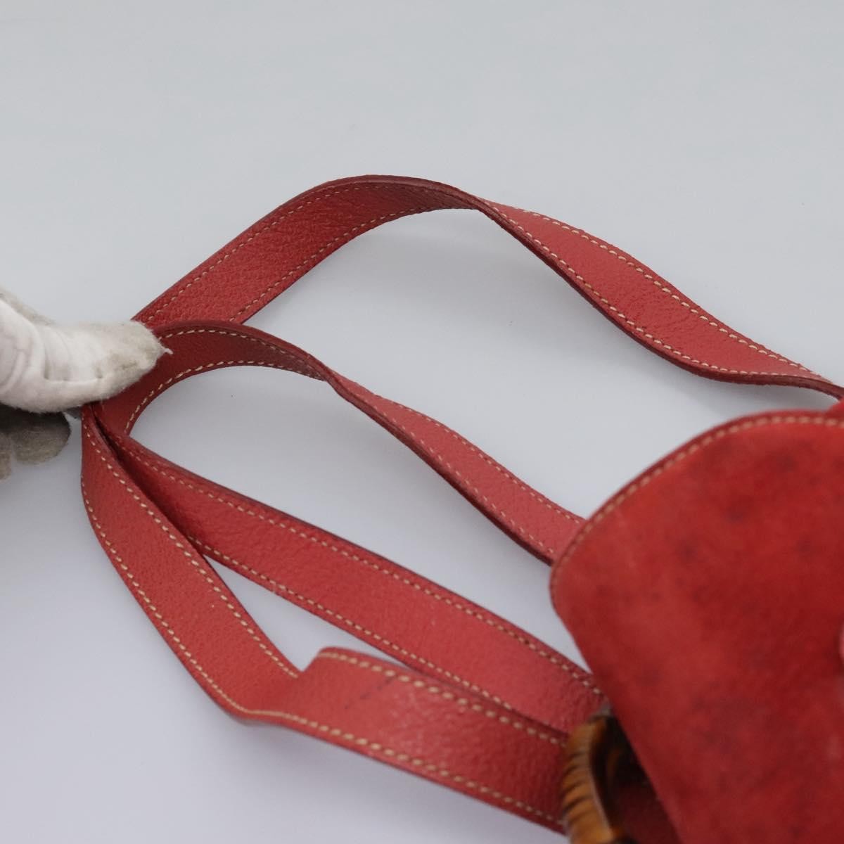 Gucci Vintage Bamboo Backpack Suede, RED, SUEDE, Backpack