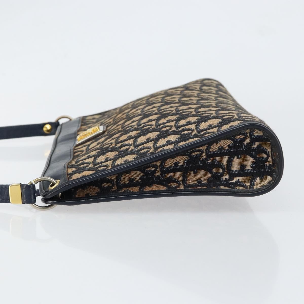 Christian Dior Vintage Trotter Shoulder Bag Canvas, NAVY, CANVAS, Shoulder bag