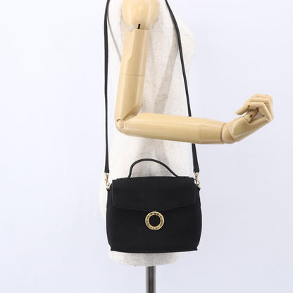 Celine Circle Logo Shoulder Bag Leather, BLACK, LEATHER, Shoulder bag