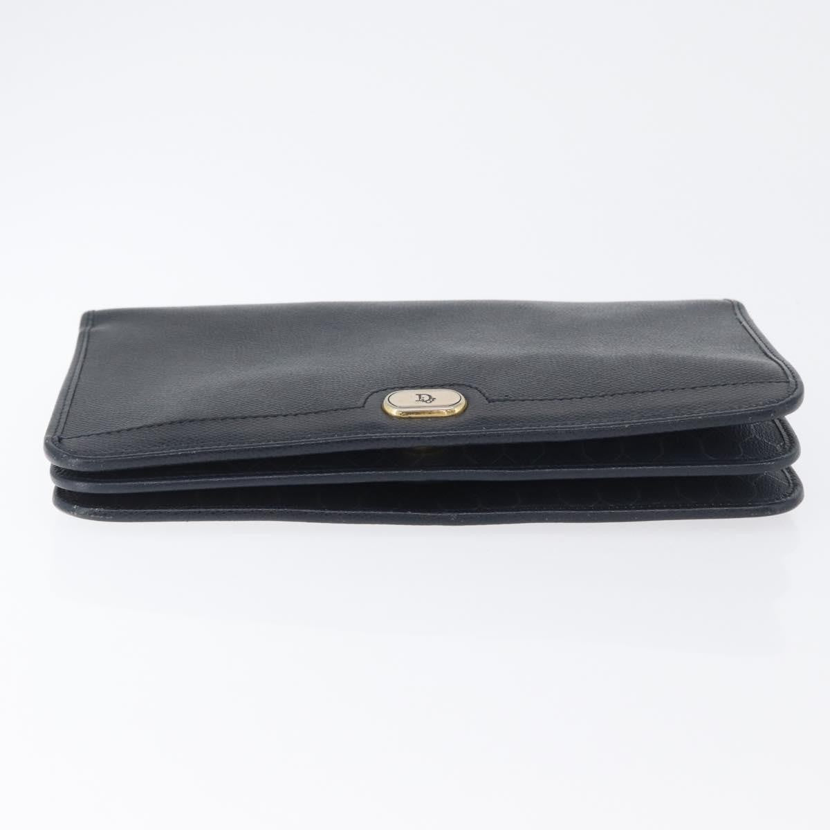 Christian Dior Vintage Chain Flap Shoulder Bag Leather, NAVY, LEATHER, Shoulder bag