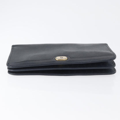 Christian Dior Vintage Chain Flap Shoulder Bag Leather, NAVY, LEATHER, Shoulder bag