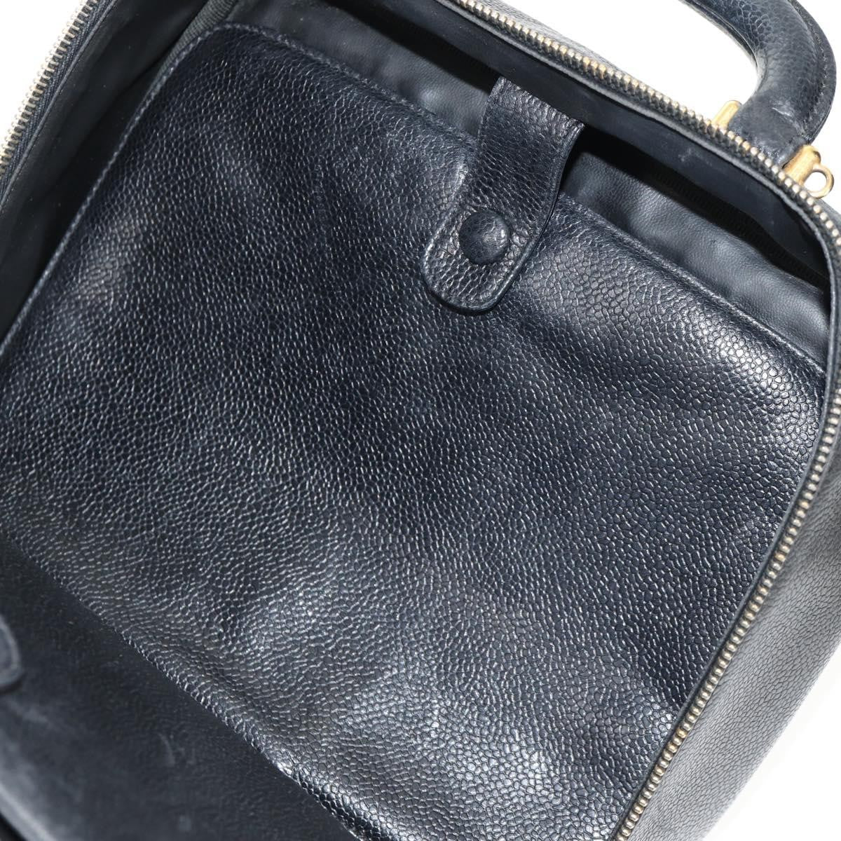 Chanel Vintage Timeless Zip Around Vanity Case Caviar, Black, Leather, Clutch
