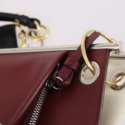 Chloe Roy Shoulder Bag Leather, BURGUNDY, LEATHER, Shoulder bag