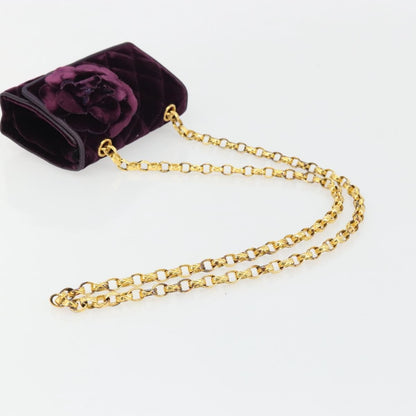 Chanel Wallet on Chain Quilted Velvet, Purple, Velvet, Handbag