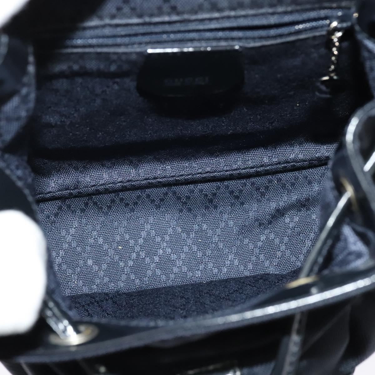 Gucci Vintage Bamboo Backpack Nylon and Patent Leather, BLACK, NYLON, Backpack