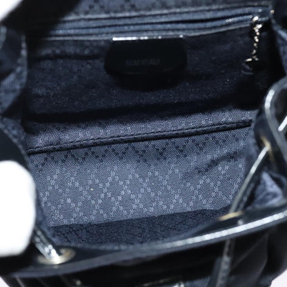 Gucci Vintage Bamboo Backpack Nylon and Patent Leather, BLACK, NYLON, Backpack