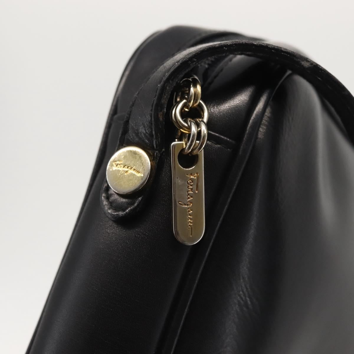 Salvatore Ferragamo Vala Shoulder Bag Leather, BLACK, LEATHER, Shoulder bag