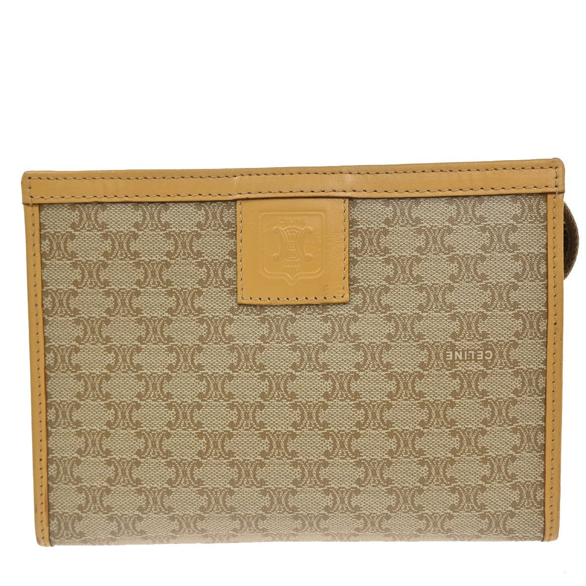 Celine C Macadam Pouch Canvas, BEIGE, PVC, Clutche & pouche