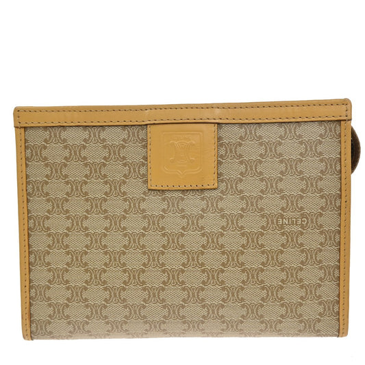 Celine C Macadam Pouch Canvas, BEIGE, PVC, Clutche & pouche