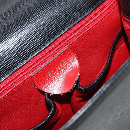 Celine Vintage Triomphe Flap Bag Leather, BLACK, LEATHER, Handbag