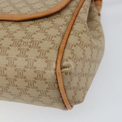 Celine Vintage Macadam Shoulder Bag Canvas and Leather, BEIGE, CANVAS, Shoulder bag