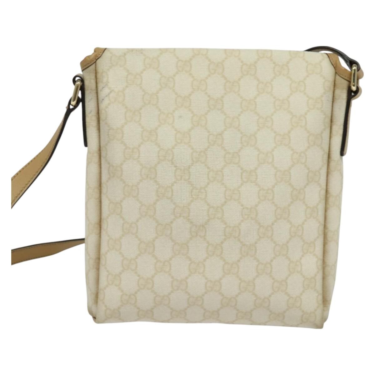 Gucci Flap Messenger GG Coated Canvas, White, Canvas, Shoulder Bag