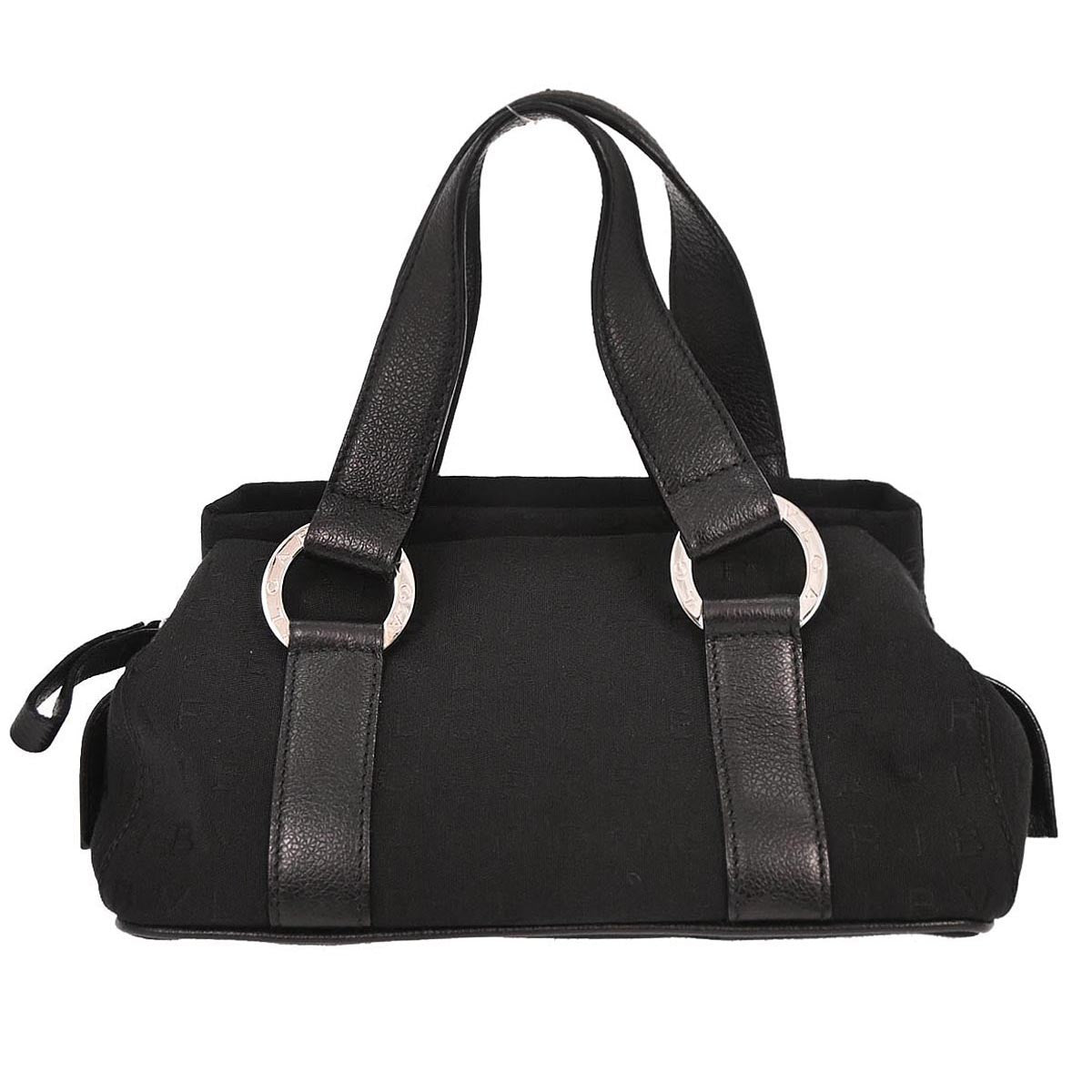 Bvlgari Logomania Handbag Canvas, Black, Canvas, Handbag