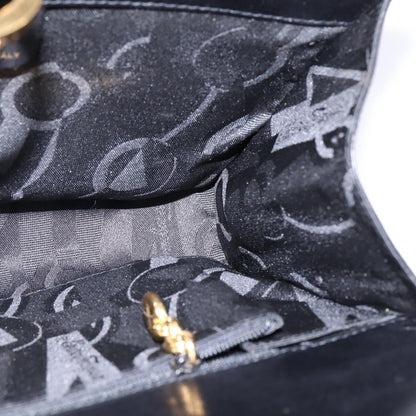 Salvatore Ferragamo Vintage Gancini Chain Shoulder Bag Leather, BLACK, LEATHER, Shoulder bag