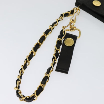 Chanel Classic Card Holder on Chain Wristlet Leather, BLACK, LEATHER, Wallets