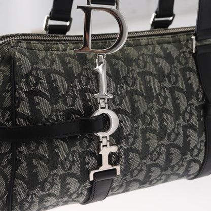Christian Dior Vintage Trotter Zip Shoulder Bag Diorissimo Canvas, BLACK, CANVAS, Shoulder bag