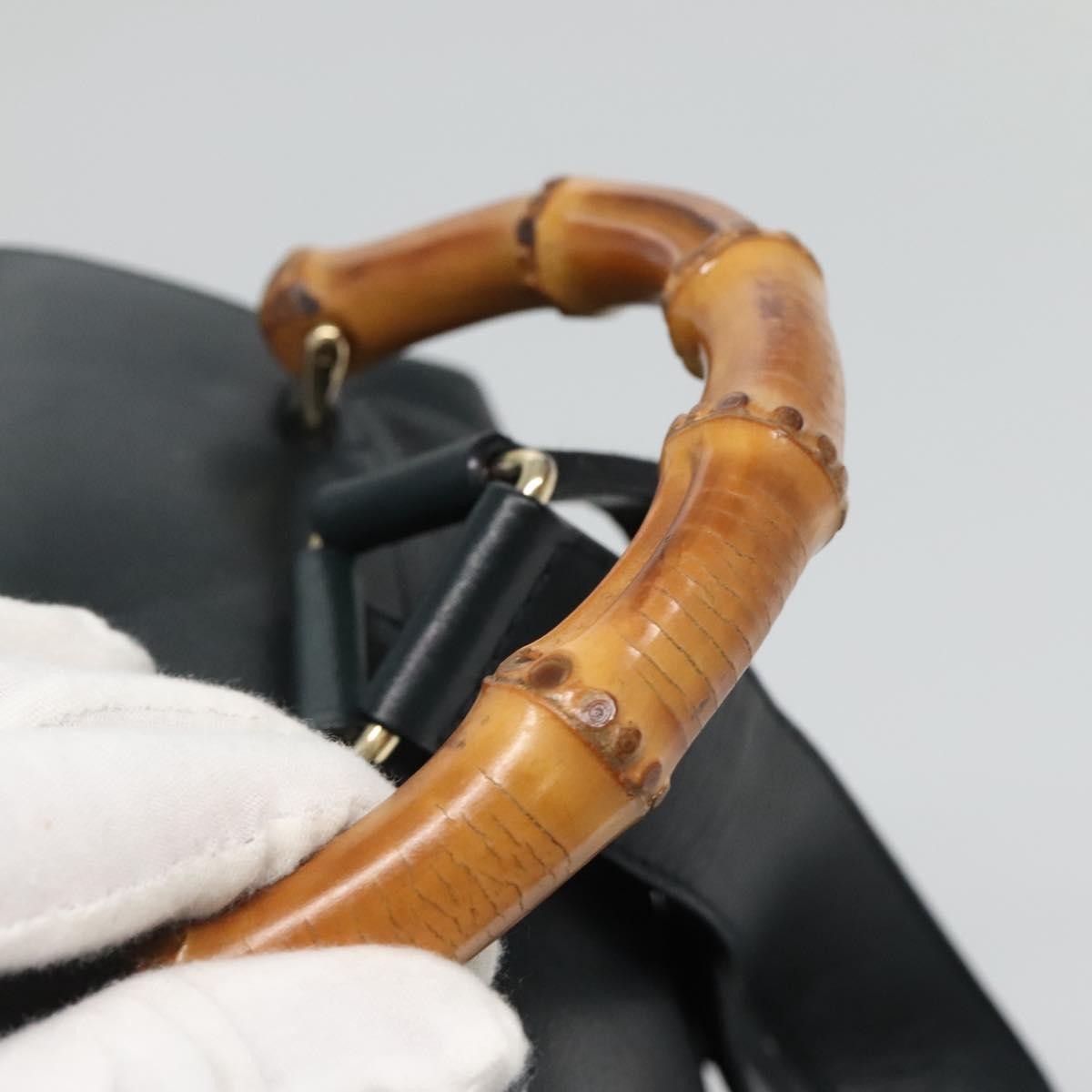 Gucci Vintage Bamboo Backpack Leather, BLACK, LEATHER, Backpack